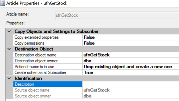 User-Defined Function Article Properties