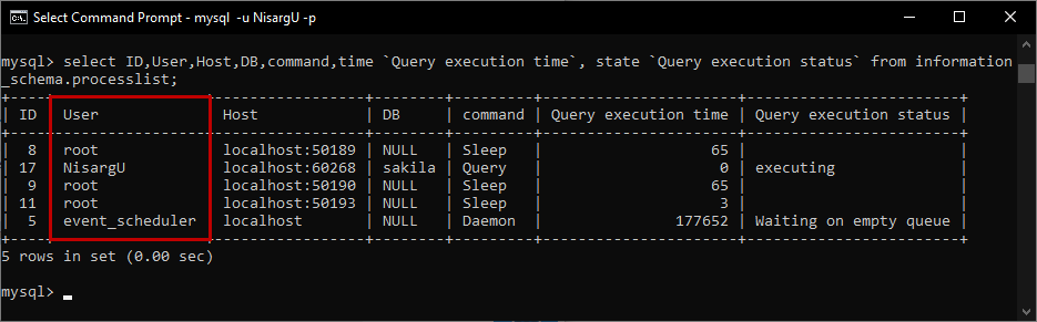 Show Users Connected to MySQL Server