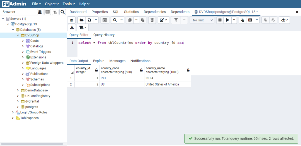 We can view the data by running a SELECT statement