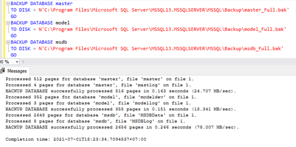 Backup System Databases