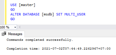 Full backup of the msdb database