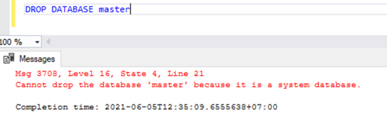 System Databases Cannot be Dropped