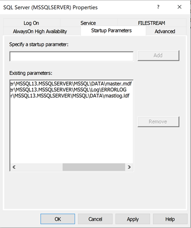 Startup Parameters for Existing Parameters