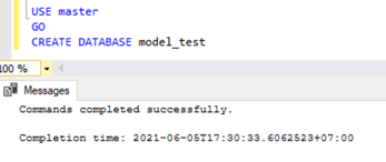 create a new database named model_test