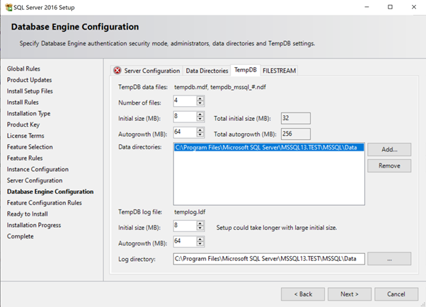 Database Engine Configuration