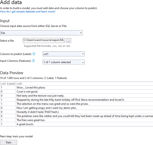 Select the Output you Want to Predict