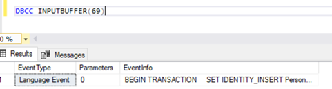 DBCC INPUTBUFFER console