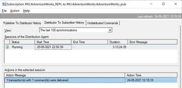 UPDATE statement getting delivered from the Distributor to Subscriber in a fraction of a second’s difference