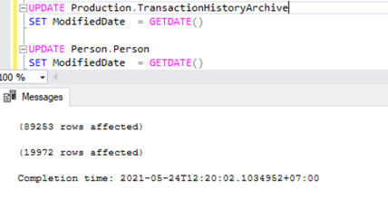 executing UPDATE on 2 different tables at the same time