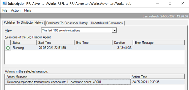 2 UPDATE transactions were fully read from the Transactional Logs