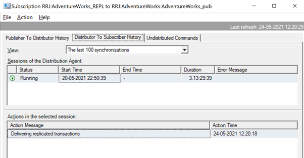 Delivering Replicated transactions message