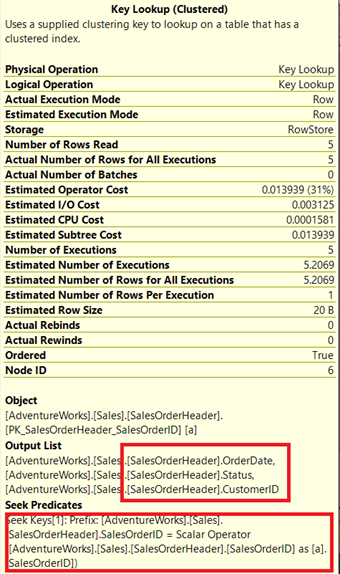 The Output List above is the reason the Key Lookup is used