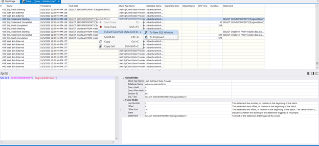 The tool generates a detailed event tracing session with useful information about each captured event and its statistics