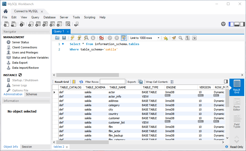 we are connected to the MySQL Server