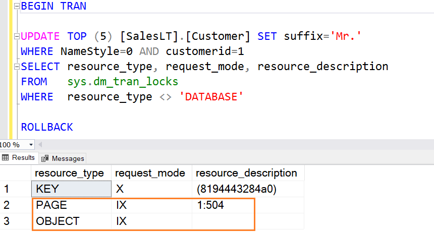 transaction has an exclusive lock on a key, and it has an Intent exclusive lock on the page level