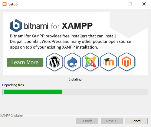 xampp installation process begins