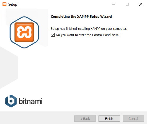 completing the xampp setup wizard