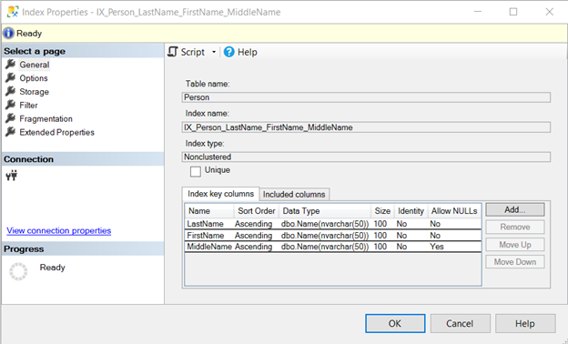 Sample SQL composite index with 3 columns from Person table