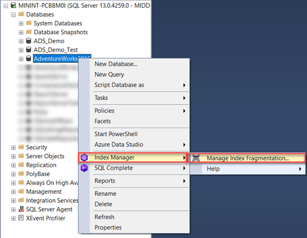 dbForge Index Manager - Manage Index Fragmentation