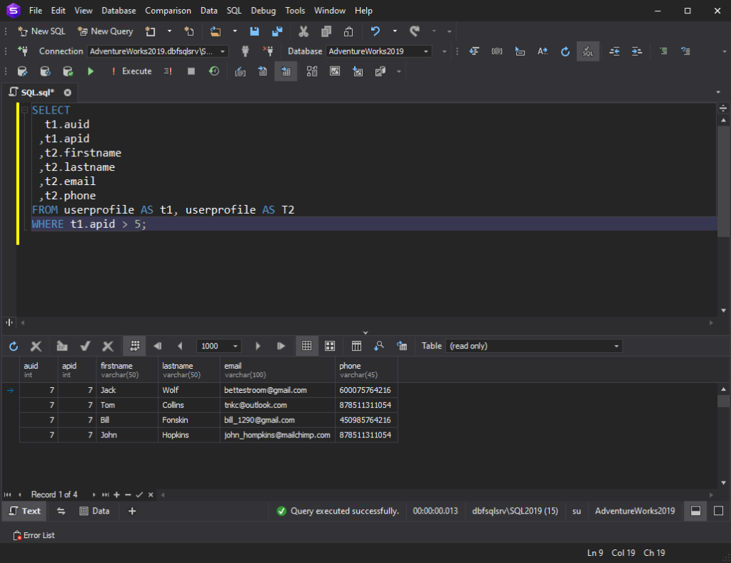 syntax of the SQL self JOIN 