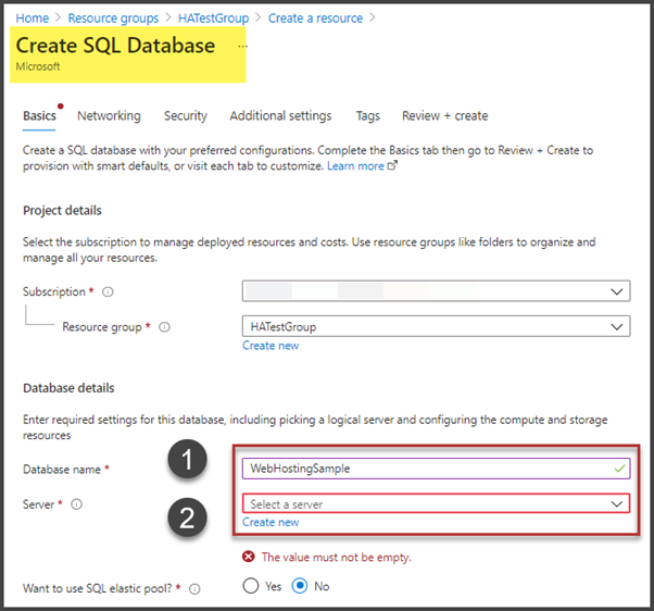 Create SQL Database