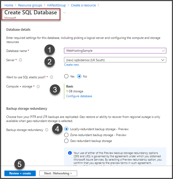 Create SQL Database