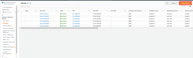 Click Create subnet