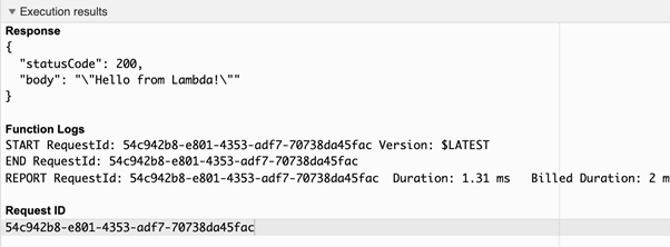 Lambda executed without error