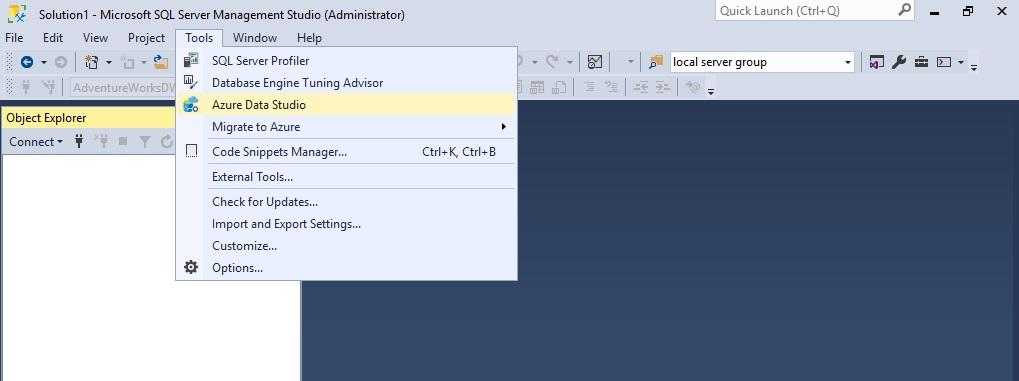 launching Azure Data Studio