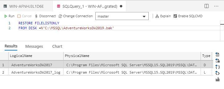 MOVE statement to restore a database as per your desired destination path