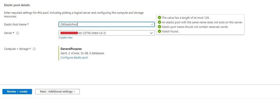 Configure Elastic Pool