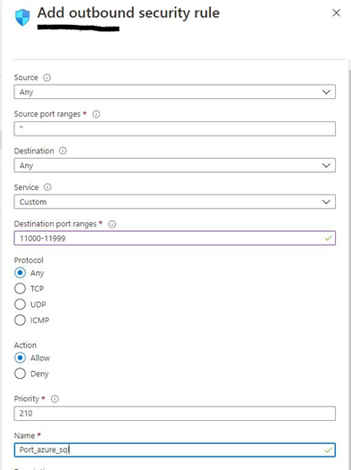 Adding Outbound Security Rule 