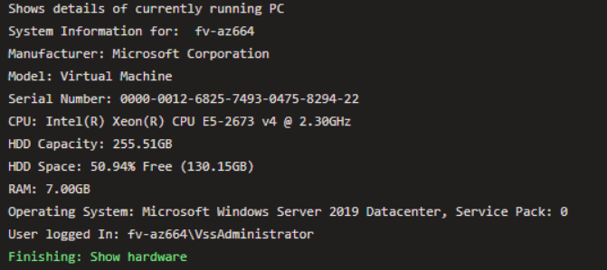 Figure provides the information about the virtual machine