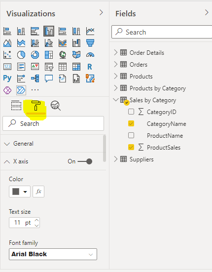 increasing the font size and the font family of the labels on the X-axis