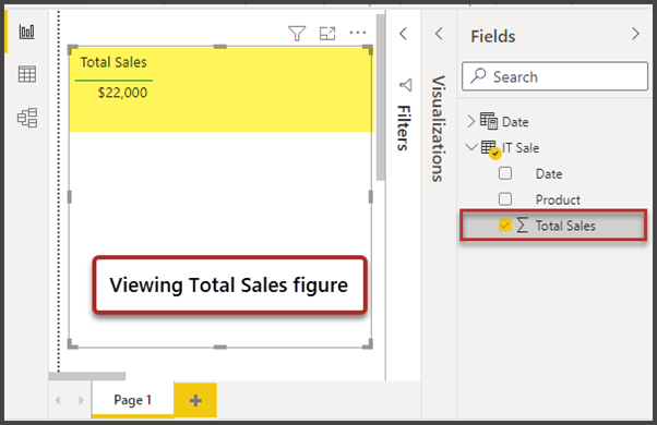 Viewing total sales figure