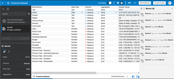 Click the Metadata icon to review the dataset metadata.