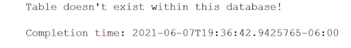 Table doesn't exist within this database