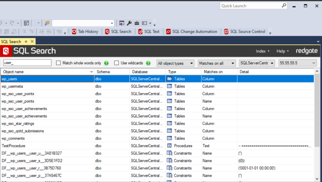 SQL Search Redgate