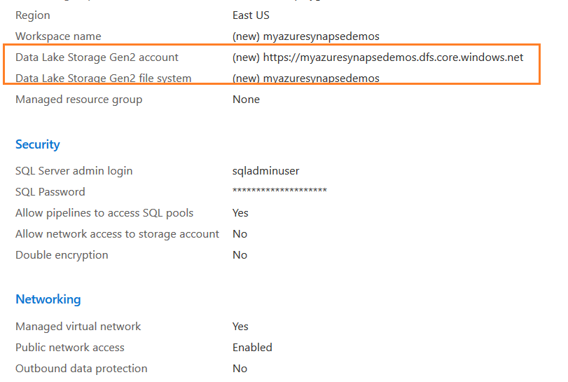 data lake storage Gen2 account URL.