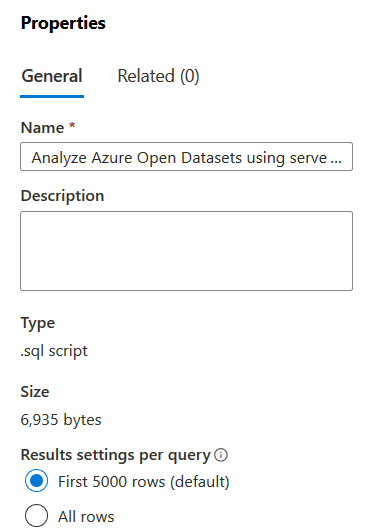 We can select the options to return the first 5000 rows (default) or all properties 